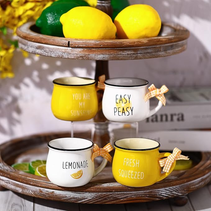Patelai 4 Pcs Lemon Cups Mini Coffee Mug 5 oz Espresso Cups Set - Image 4