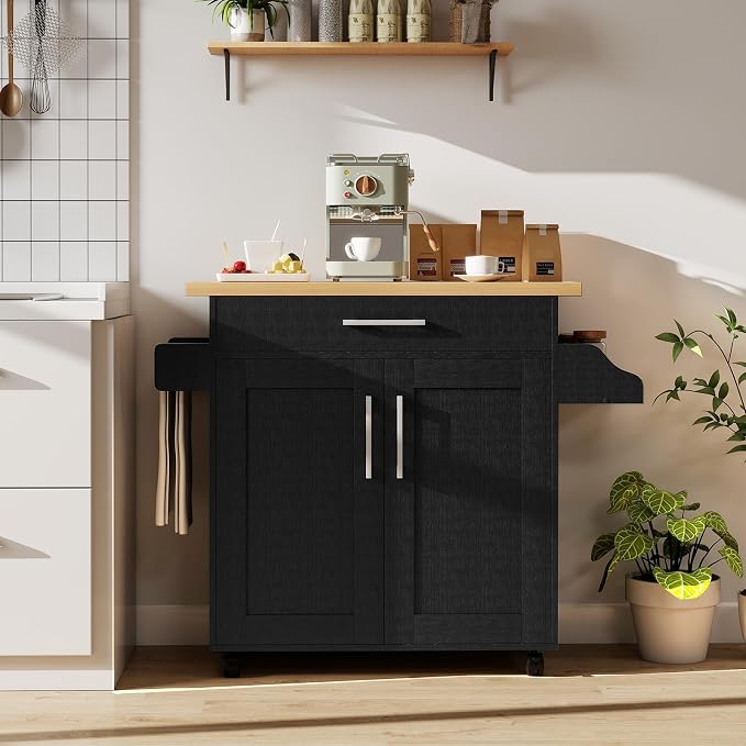 LOKO Kitchen Island Cart with Wheels, Rolling Kitchen Storage Cabinet with - Image 4