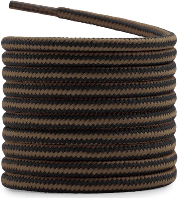 DELELE 2 Pair Round Boot Laces Outdoor Hiking Walking Shoelaces Dual Coloured by DELELE
