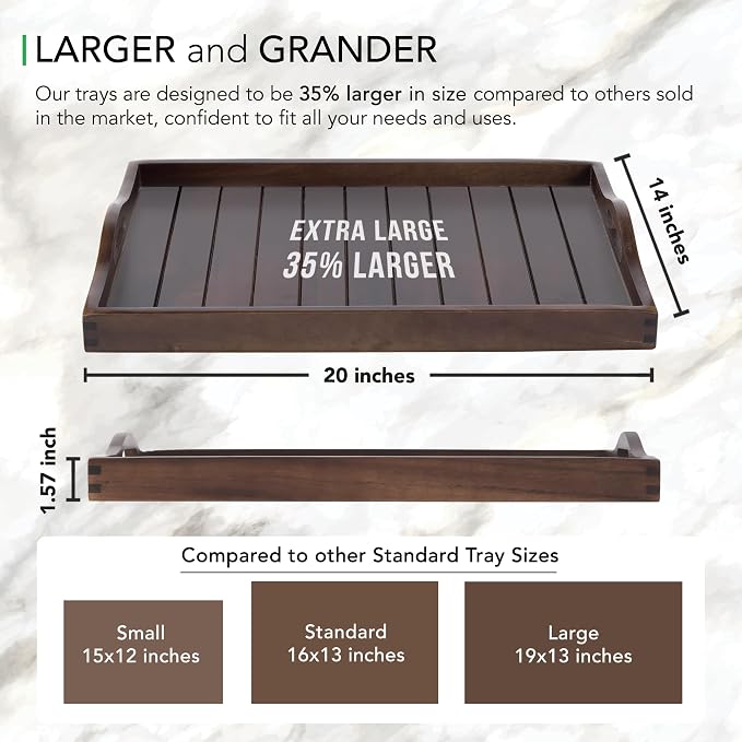 Large Acacia Wooden Serving Tray - Image 3