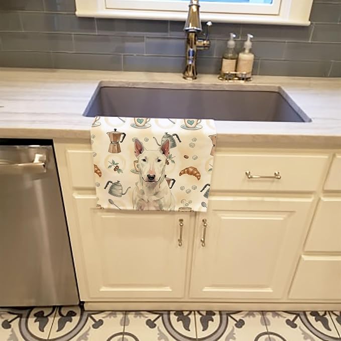 Caroline's Treasures White Bull Terrier Coffee Bar Kitchen Towel Velour Plush - Image 2
