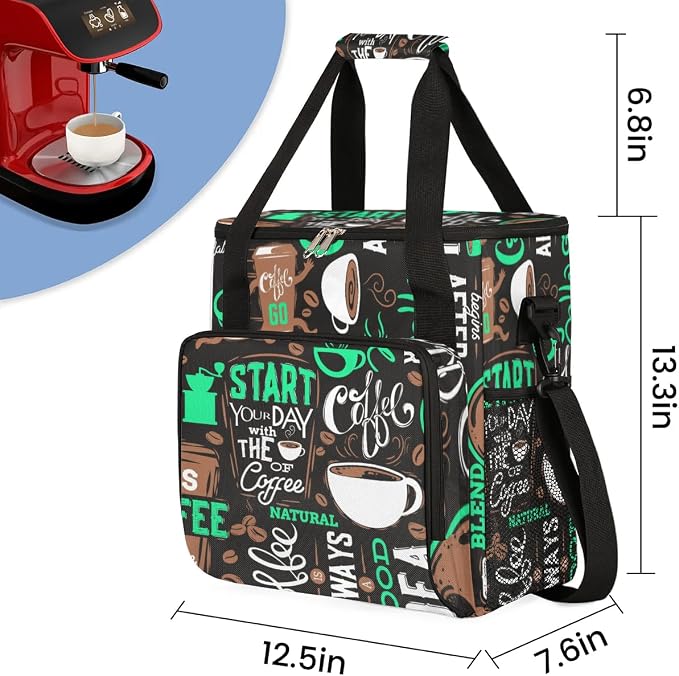 coffee cup coffees beans cyan Coffee Maker Carring Bag Travel Carrying Storage - Image 2