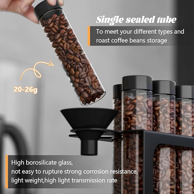 VZONE Coffee Bean Cellar Tubes Single Dose Glass Coffee Container - Image 4