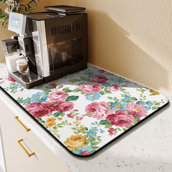 Coffee Bar Mat Accessories for Countertop Absorbent Hide Stain Rubber Backed - Image 3