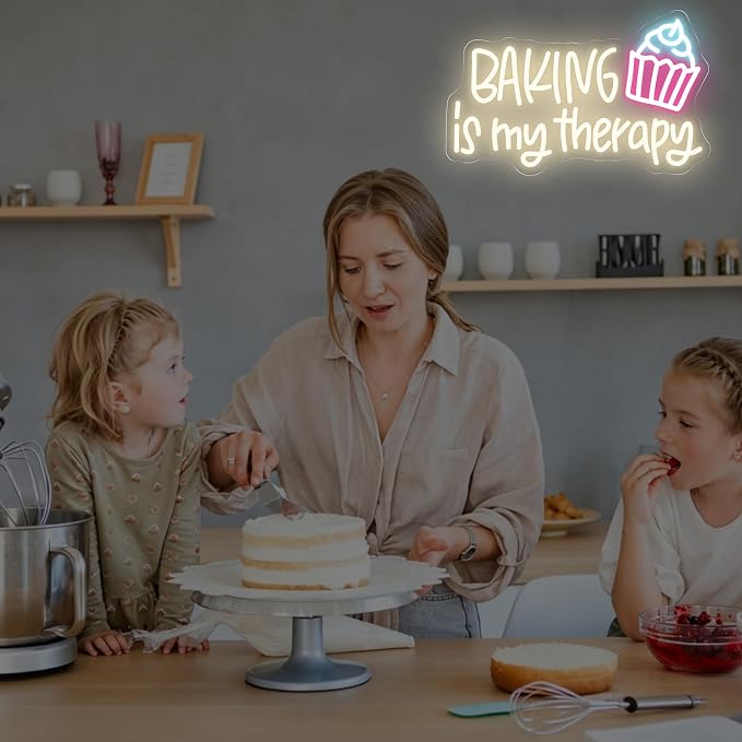 Baking Is My Therapy Neon Sign, Bakery Shop House LED Neon Light Cupcake Coffee - Image 7