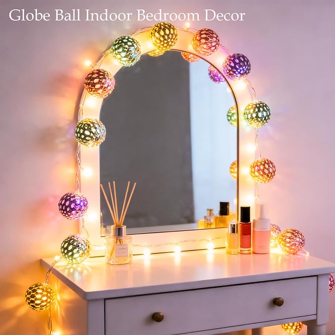 USB & Battery Operated Pastel Metal Ball String Lights Easter Egg Decor - Image 5