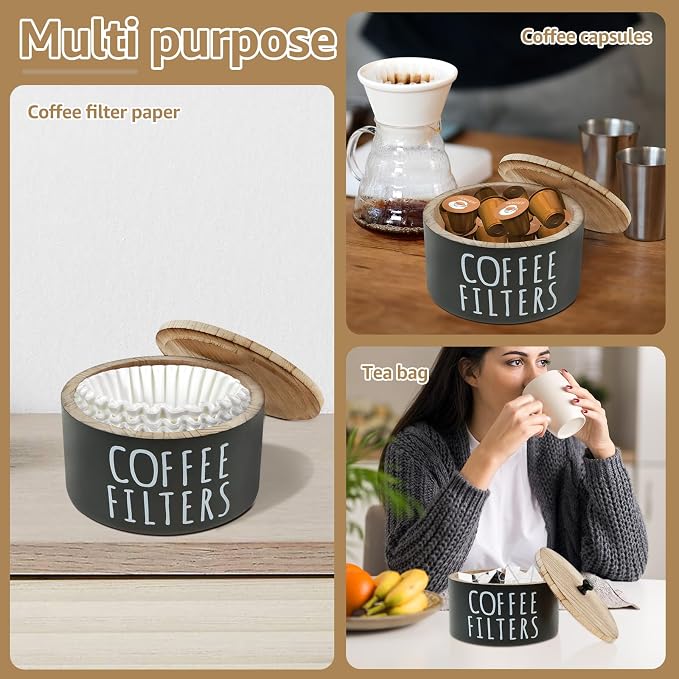 Coffee Filter Holder Wooden Coffee Filter Storage Container - Image 7