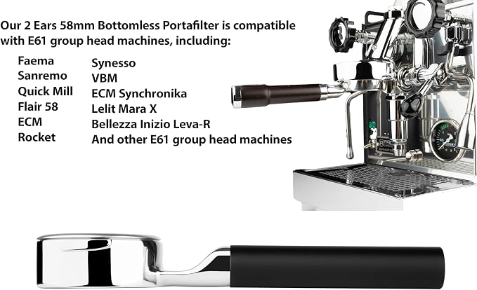 LILQ 58mm Bottomless Naked 2 Ears Lay Flat Portafilter Compatible - Image 3