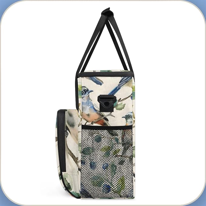 Bird Vintage Coffee Maker Carring Bag, Large Insulated Storage Organizer Case - Image 4