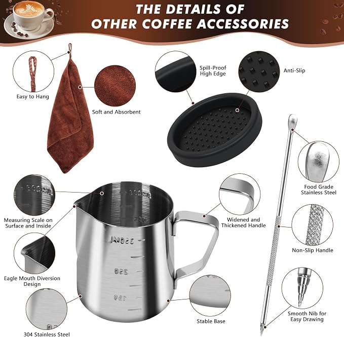 Y-Step 25 PCS Espresso Accessories Kit, 53.3mm/54mm Espresso Tamper Kit Coffee - Image 6