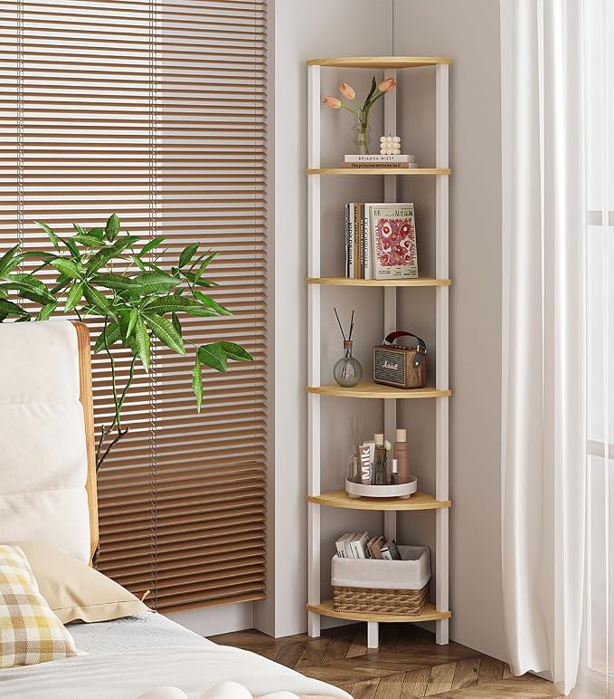 Corner Shelf, 6-Tier Corner Bookshelf, Industrial Corner Ladder Shelf, DIY - Image 6