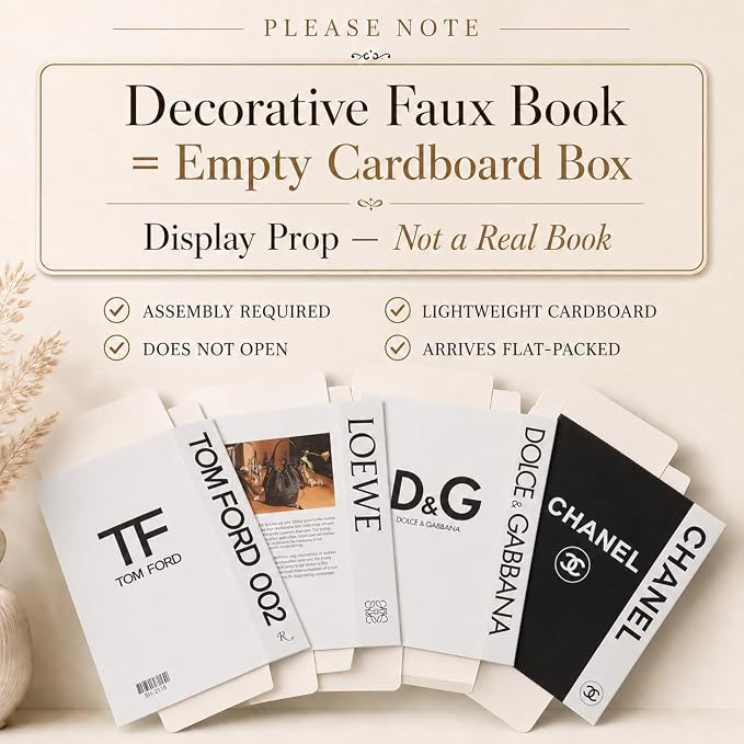 PROBENEX 4 Pcs Decorative Books | Faux White Coffee Table & Shelf Decor | - Image 3