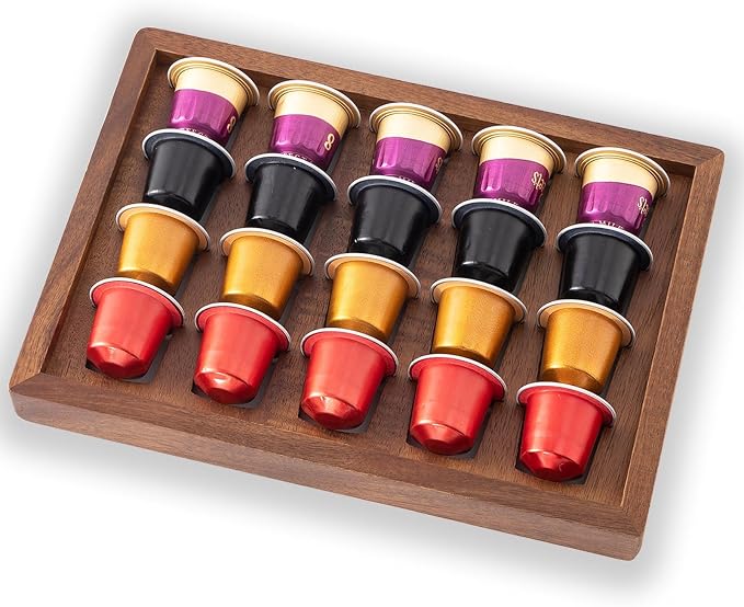 2 PCS Acacia Wood Coffee Pod Holder Tray Compatible - Image 3