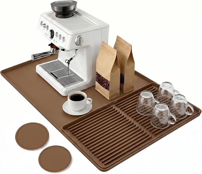 Mrcrypos Silicone Coffee Station Mat 16x24 Inch, Spill-Proof Bar Mat by Mrcrypos