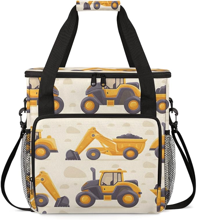 Construction Trucks Travel Coffee Maker Carrying Bag Yellow Large Organizer by Home