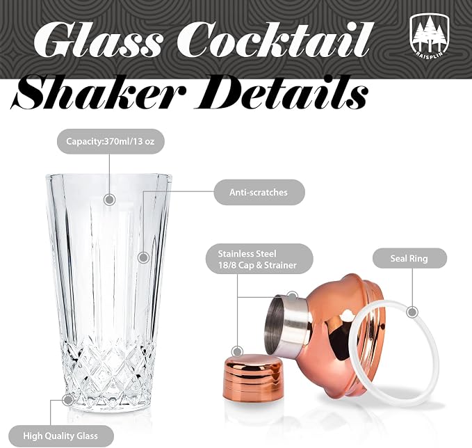 4-Piece Glass Cocktail Shaker Set - Image 2