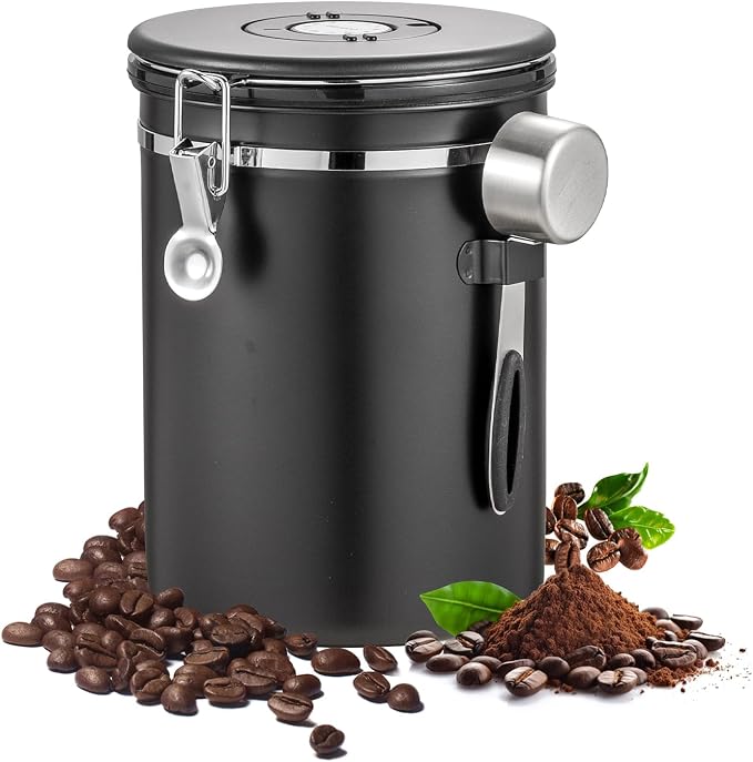 Airtight Coffee Container with Date Tracker & Spoon by Unknown