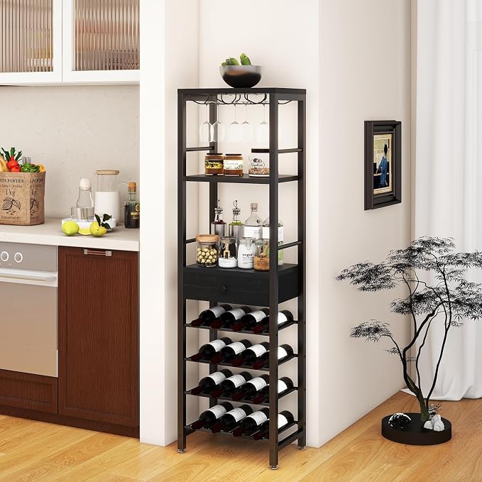 IBUYKE Wine Rack Freestanding Floor, Bar Cabinet - Image 2