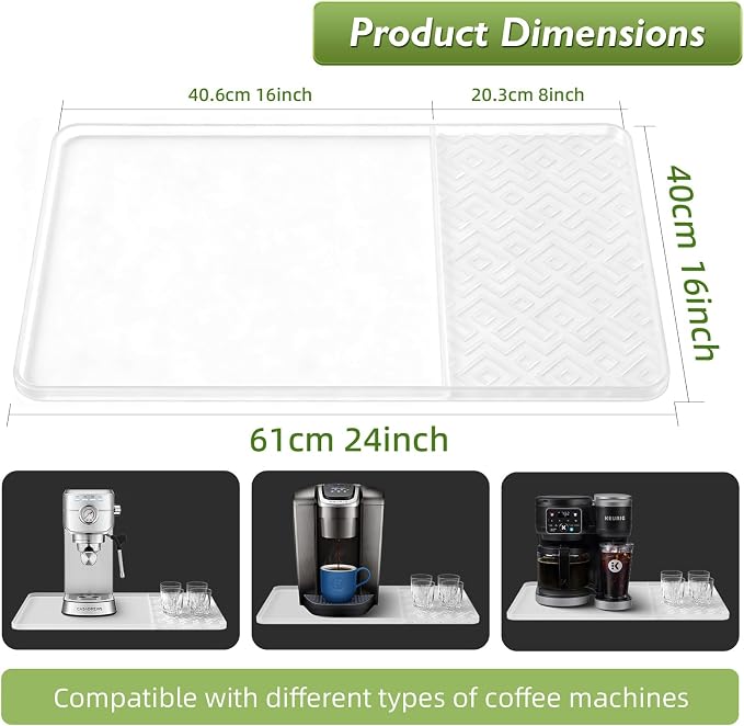 Silicone Coffee Mat with Raised Edges 24" x 16" – Waterproof Countertop Mat - Image 2