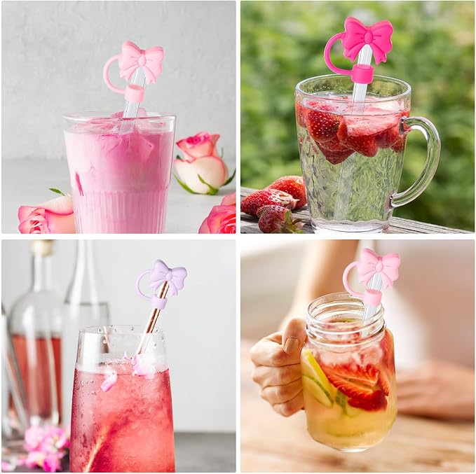 6PCS Bow Straw Toppers, Cute Straws Covers - Image 6