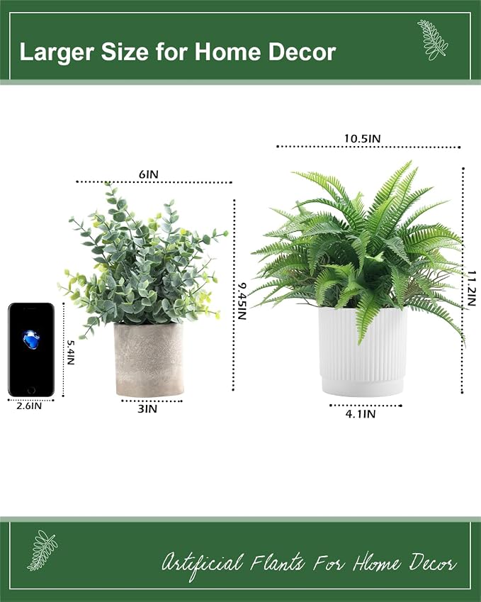 Coferset Small Fake Plant Fern Potted Artificial Plants - Image 6
