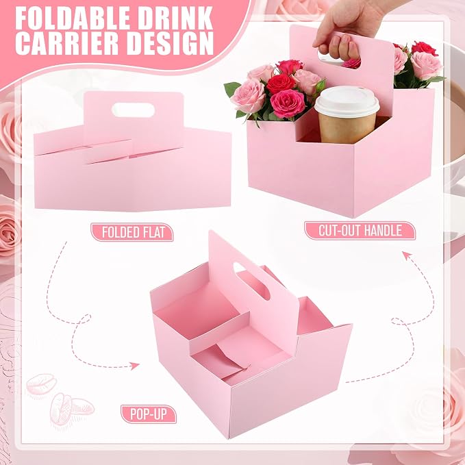 Jetec 50 Pcs 4 Cup Pink Drink Carrier - Image 7