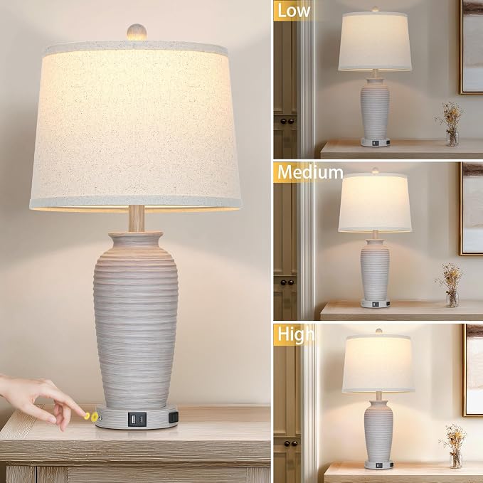 CINSARY 25" Vintage Farmhouse Jar Table Lamps, Single Rustic Bedside Lamp - Image 7