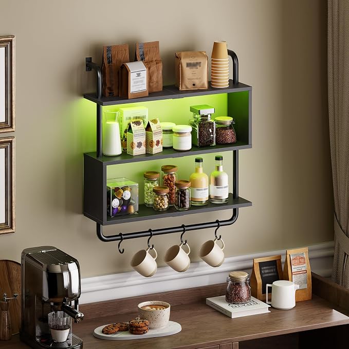 HOOBRO Floating Shelves with LED Lights, 29.5" LED Wall Mounted Gaming Shelf - Image 6