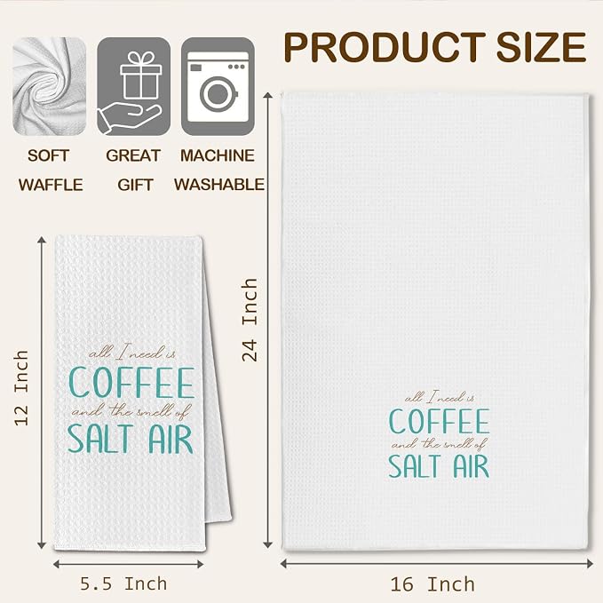 Coffee Lovers Gifts Kitchen Towels, Coastal Beach Dish Towels Drying Cloth - Image 6