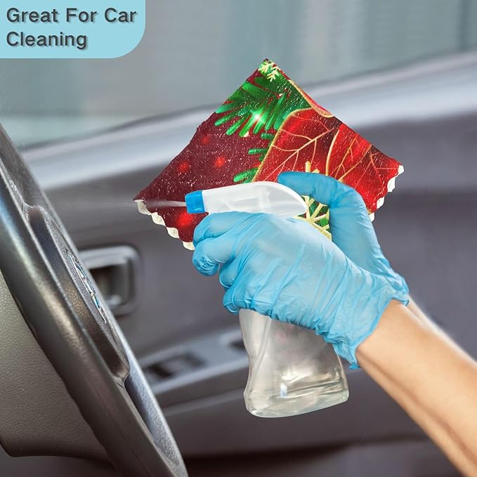 ALAZA Dish Towels Kitchen Cleaning Cloths Christmas Poinsettia and Snowflakes - Image 6