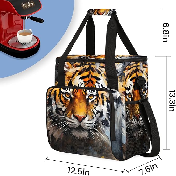 Funny Tiger Coffee Maker Carring Bag, Large Insulated Storage Organizer Case - Image 2