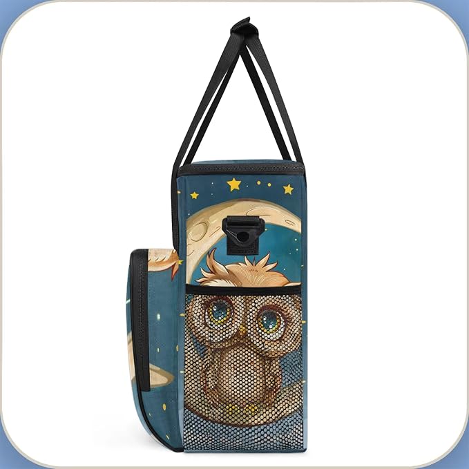 Night Moon Owl Coffee Maker Carring Bag, Large Insulated Storage Organizer Case - Image 4
