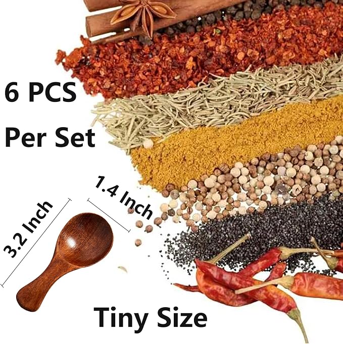 6 PCS Mini Wooden Spoons, 3.2 Inch Tiny Spoons - Image 2