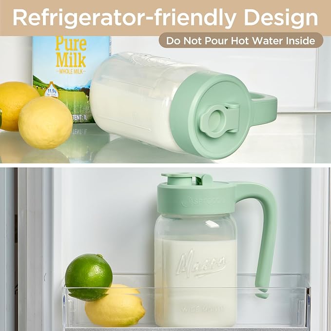 32 oz Glass Pitcher with Lid, 1 Quart Mason Jar Pitcher with Lid Airtight - Image 5