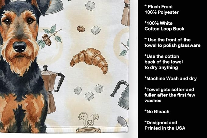 Caroline's Treasures Airedale Terrier Coffee Bar Kitchen Towel Velour Plush - Image 4