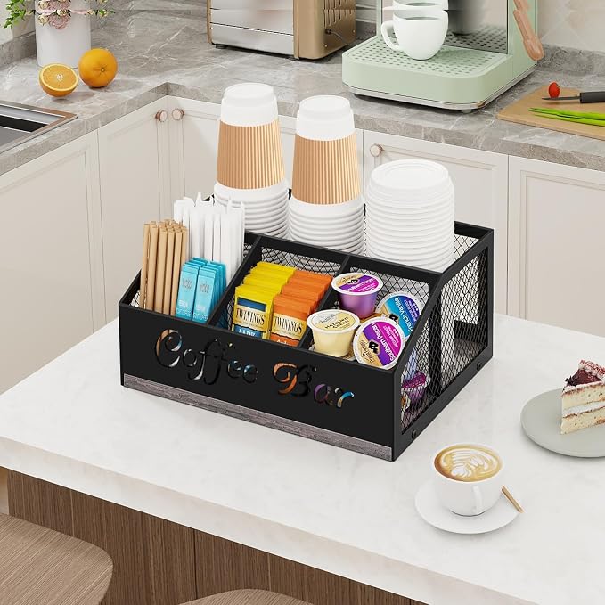 Coffee Bar Organizer for Countertop, Wooden Counter Station Organizer - Image 6