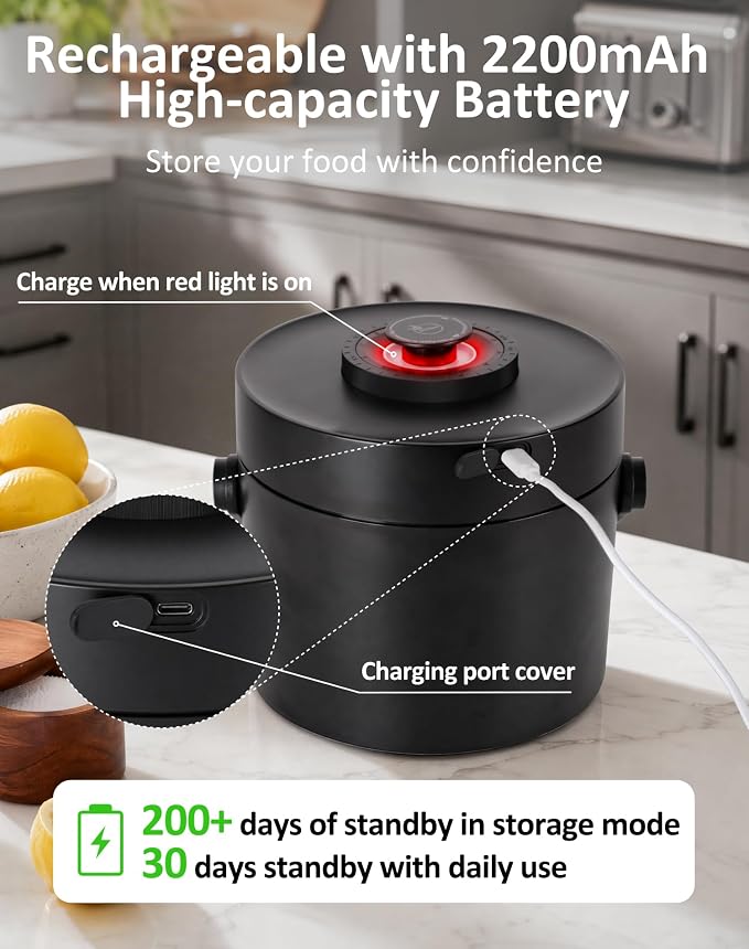 ROTTOGOON Auto Vacuum Coffee Canister, Rechargeable Airtight Coffee Container - Image 6