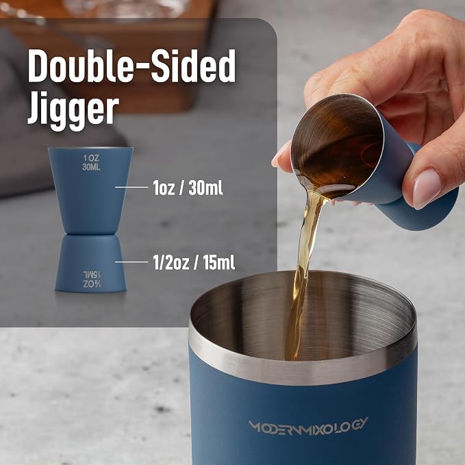 Modern Mixology 24oz Matte Blue Cocktail Shaker Set – Bartender Essentials - Image 5
