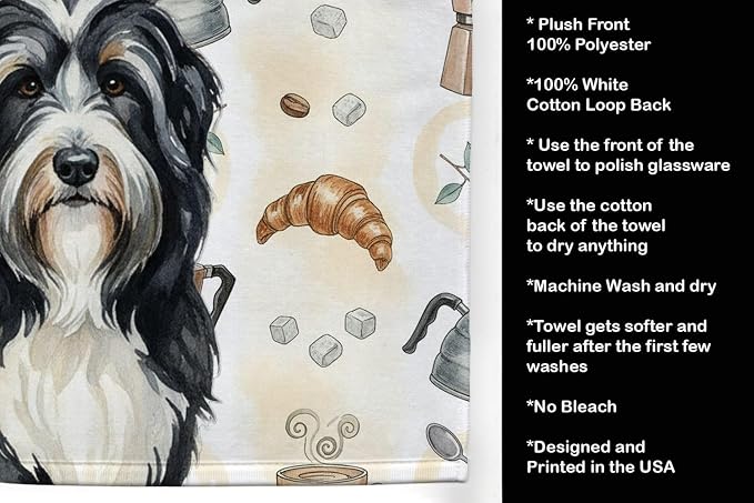 Caroline's Treasures Black Bearded Collie Coffee Bar Kitchen Towel Velour Plush - Image 4