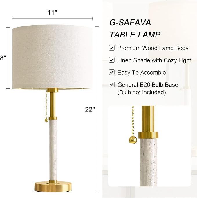 G-SAFAVA 22" Table Lamps Mid Century Modern Lamps - Image 2