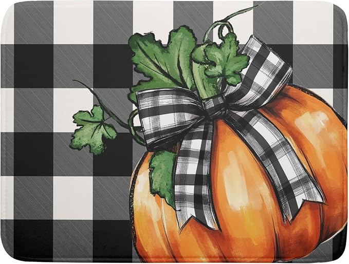 Giwawa 18"x24" Fall Decorative Dish Drying Mat- Autumn Orange Pumpkin Bowknot by Giwawa
