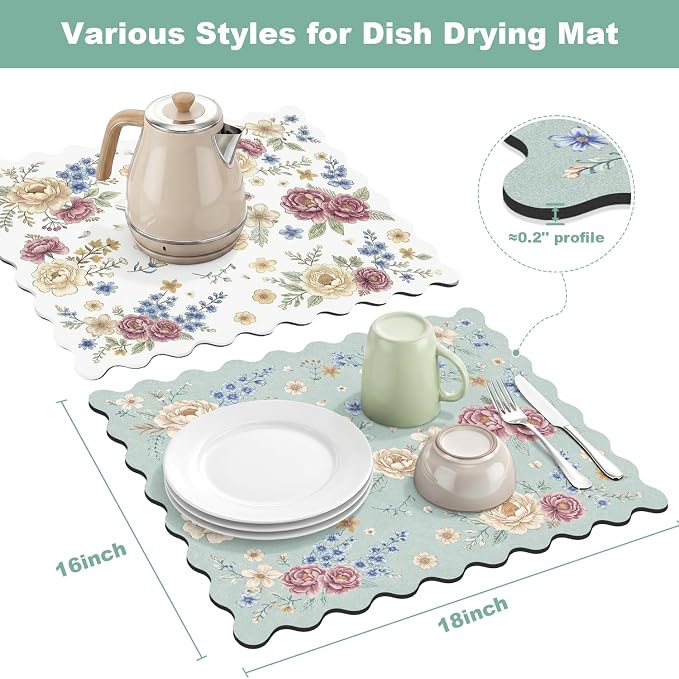 Dish Drying Mat for Kitchen Counter, Coffee Mat for Coffee Bar, Heat Resistant - Image 7