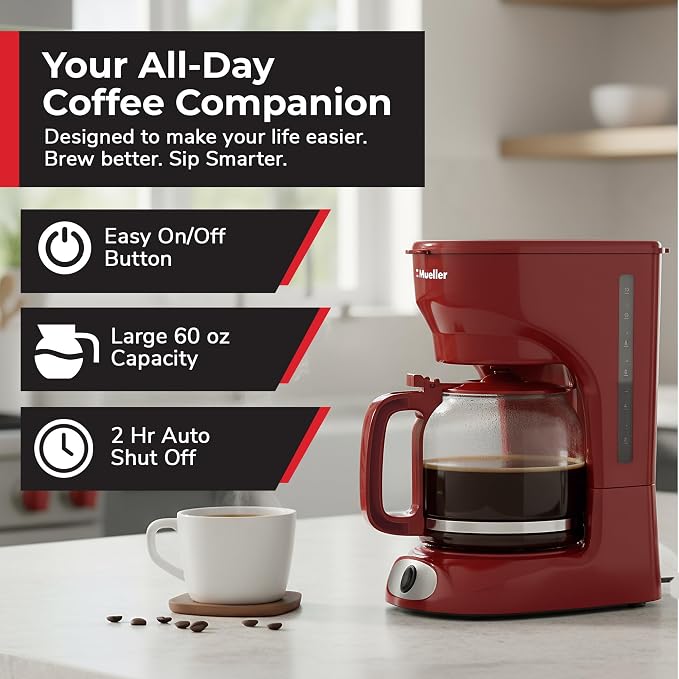 MUELLER HOME 12-Cup Red Coffee Maker - Image 2