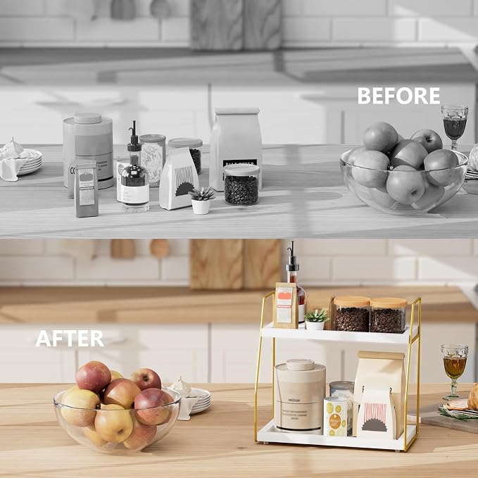 Coffee Organizer Station for Countertop, 2 Tier Coffee Accessories for Coffee - Image 2