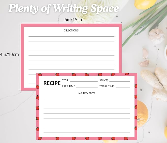 Recipe Cards 75 PCS 4x6inch Double Sided Thick Card Stock Original 5 Fruit - Image 3