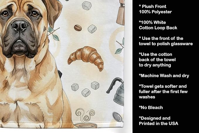 Caroline's Treasures Bullmastiff Coffee Bar Kitchen Towel Velour Plush Front - Image 4