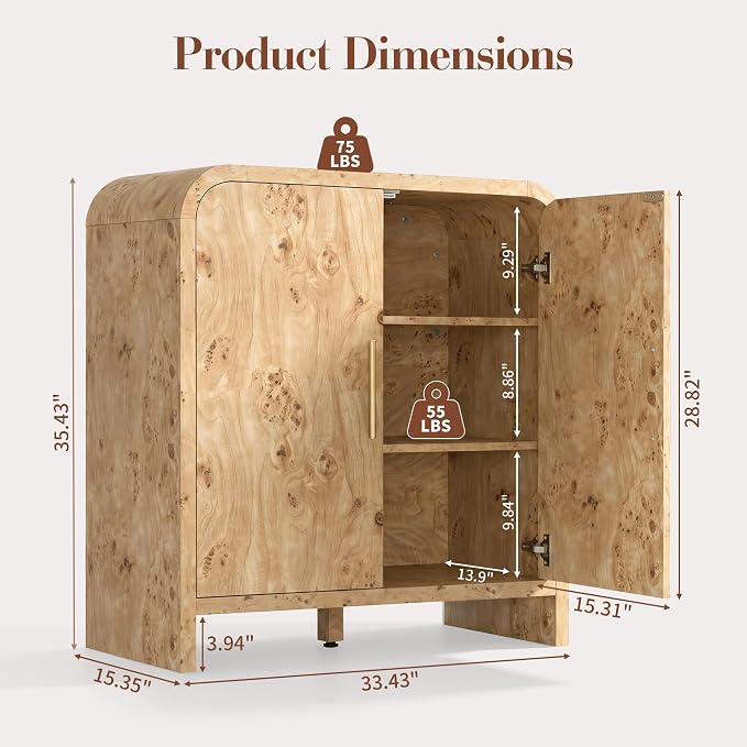 Set of 2 Curved Buffet Storage Cabinet - Image 2