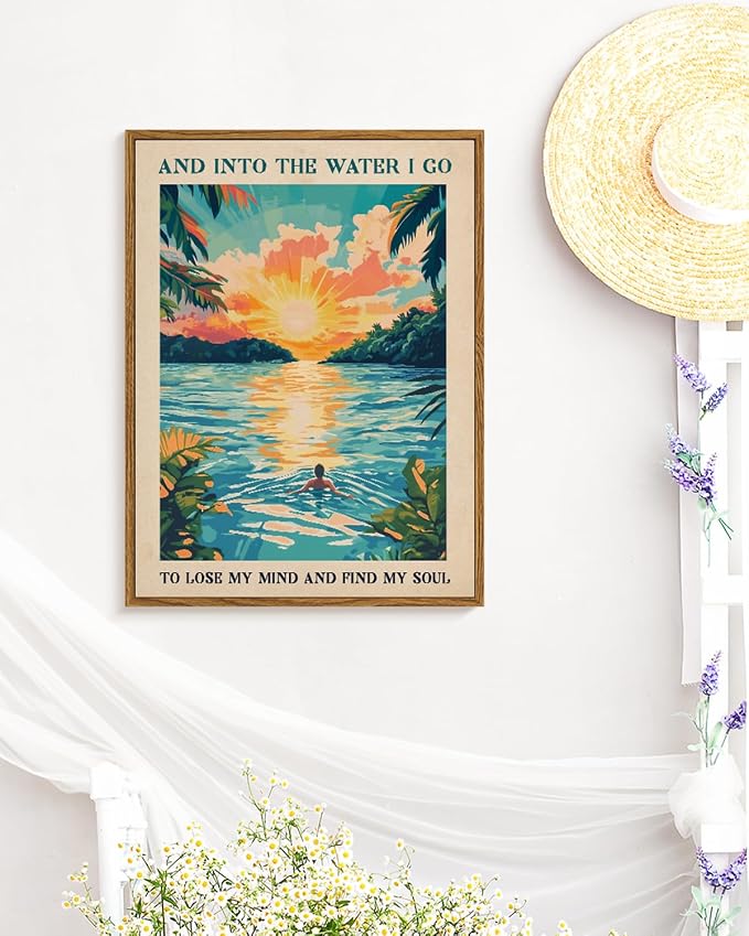 Inspirational Tropical Sunset Framed Wall Art, “And Into the Water I Go” “To - Image 6
