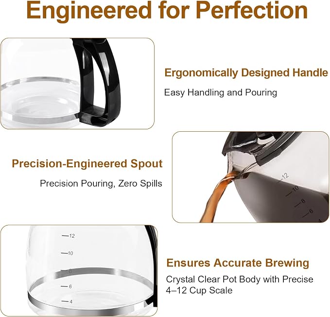 12-Cup Glass Coffee Carafe for Drip Coffee Makers – 1.8L Universal Replacement - Image 5