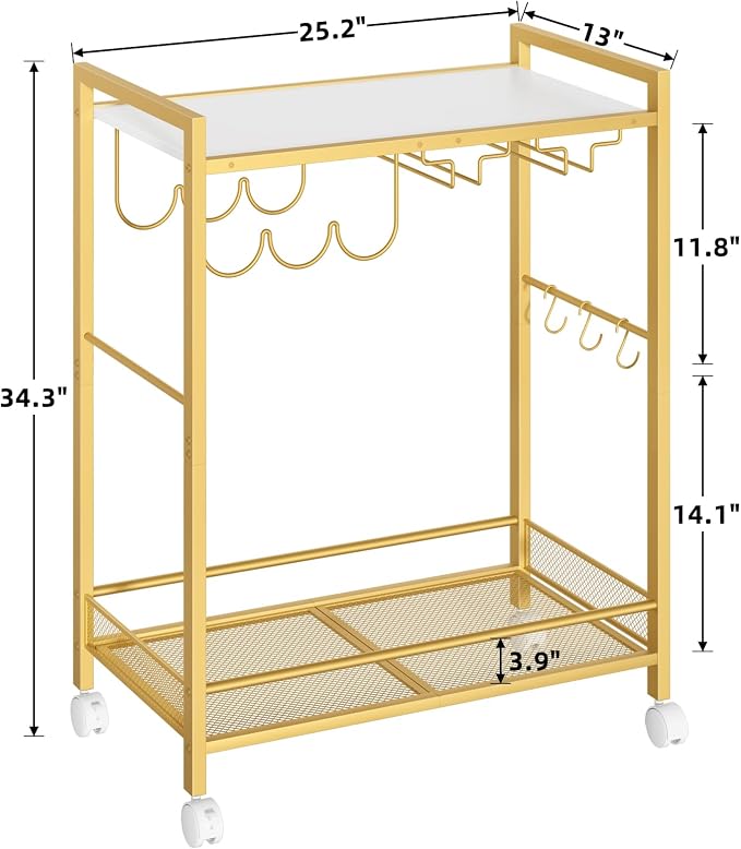 Joaxswe Bar Cart, Home Bar Serving Cart - Image 2